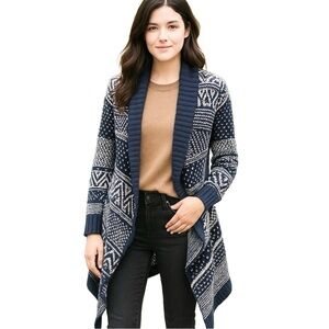 POOF! Cardigan Sweater Wrap in Fair Isle Pattern